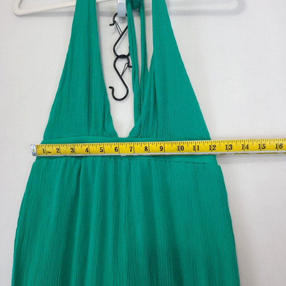 Lilyful Halter Jumpsuit Bow Knot Ankle Pants Deep V Neck Women S Gauzy Green - Picture 10 of 14